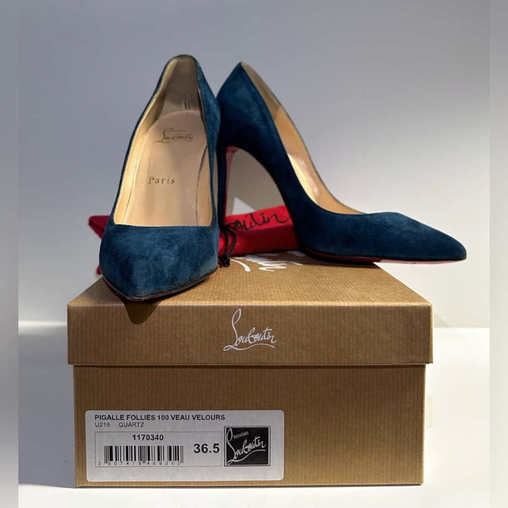 Christian Louboutin Pigalle Follies 100 Veau Velours in Quartz size 36.5